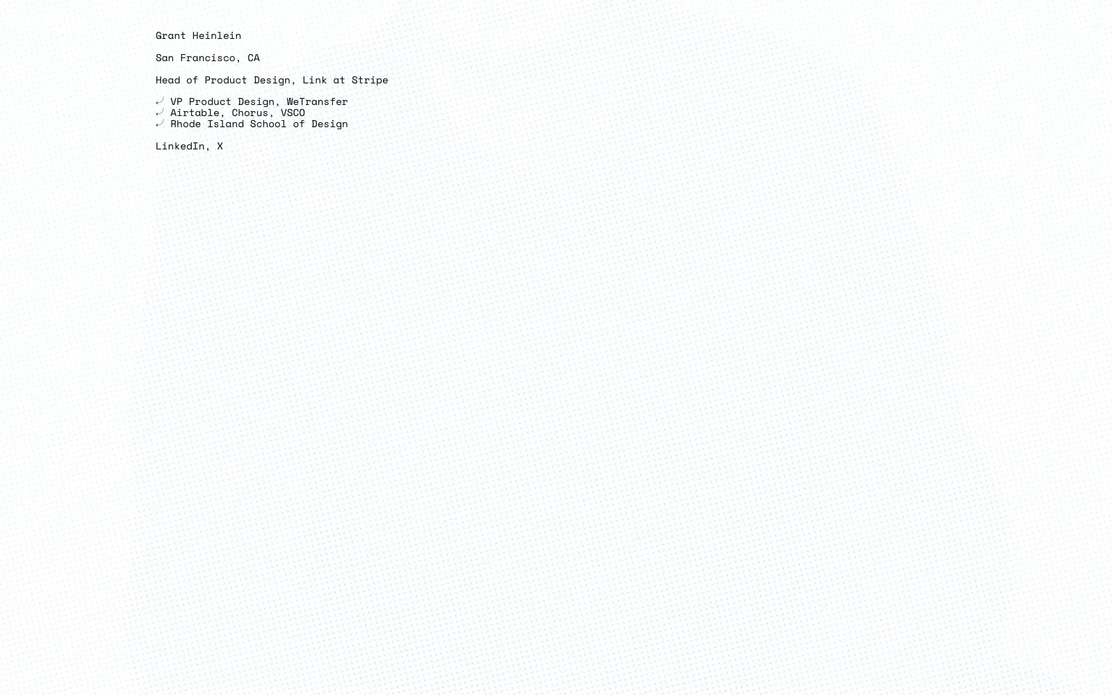 Screenshot of Grant Heinlein