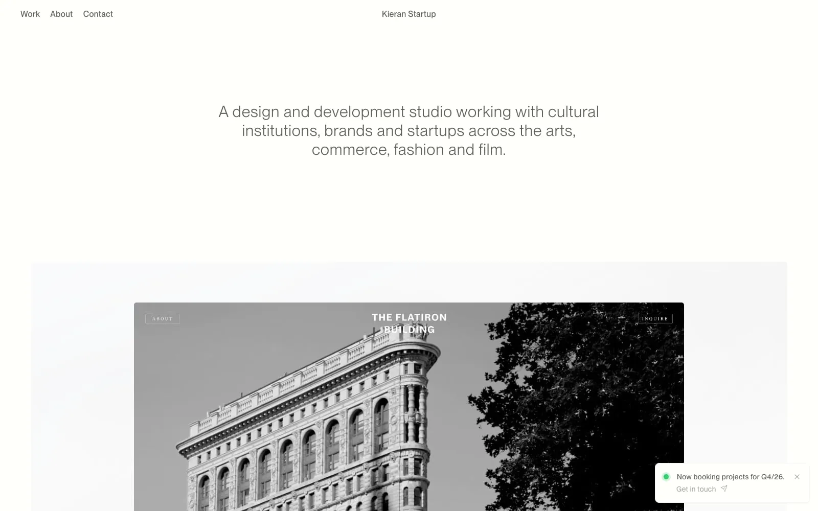 Screenshot of Kieran Startup