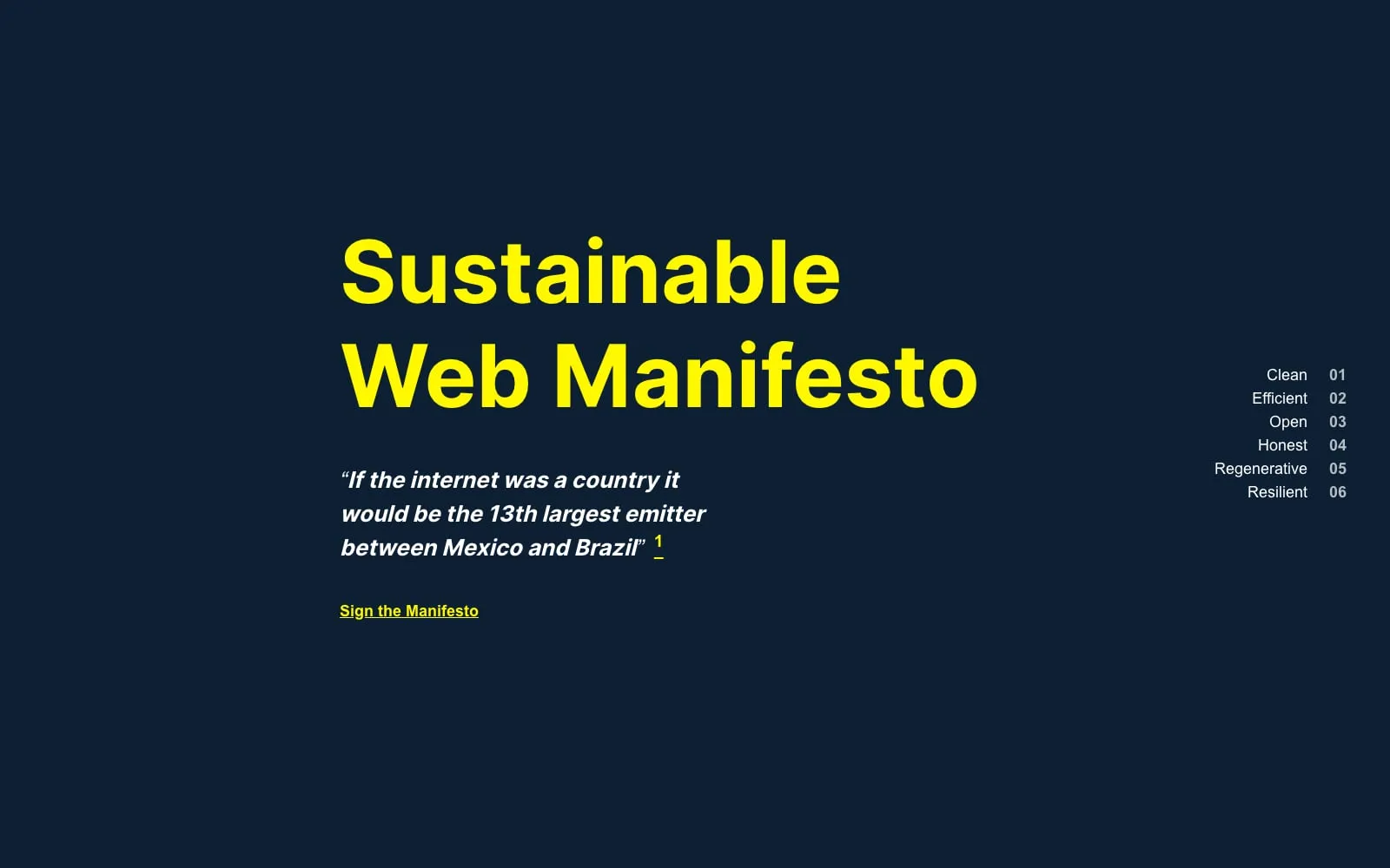 Screenshot of Sustainable Web Manifesto