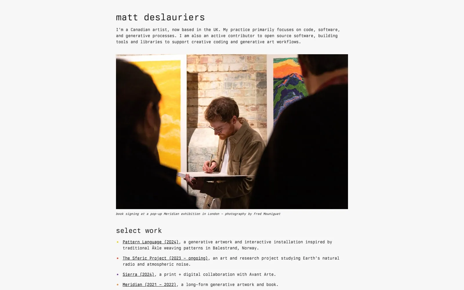 Screenshot of Matt DesLauriers