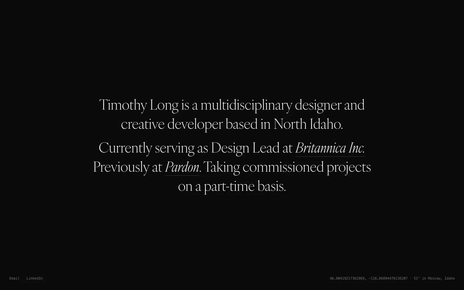 Screenshot of Timothy Long