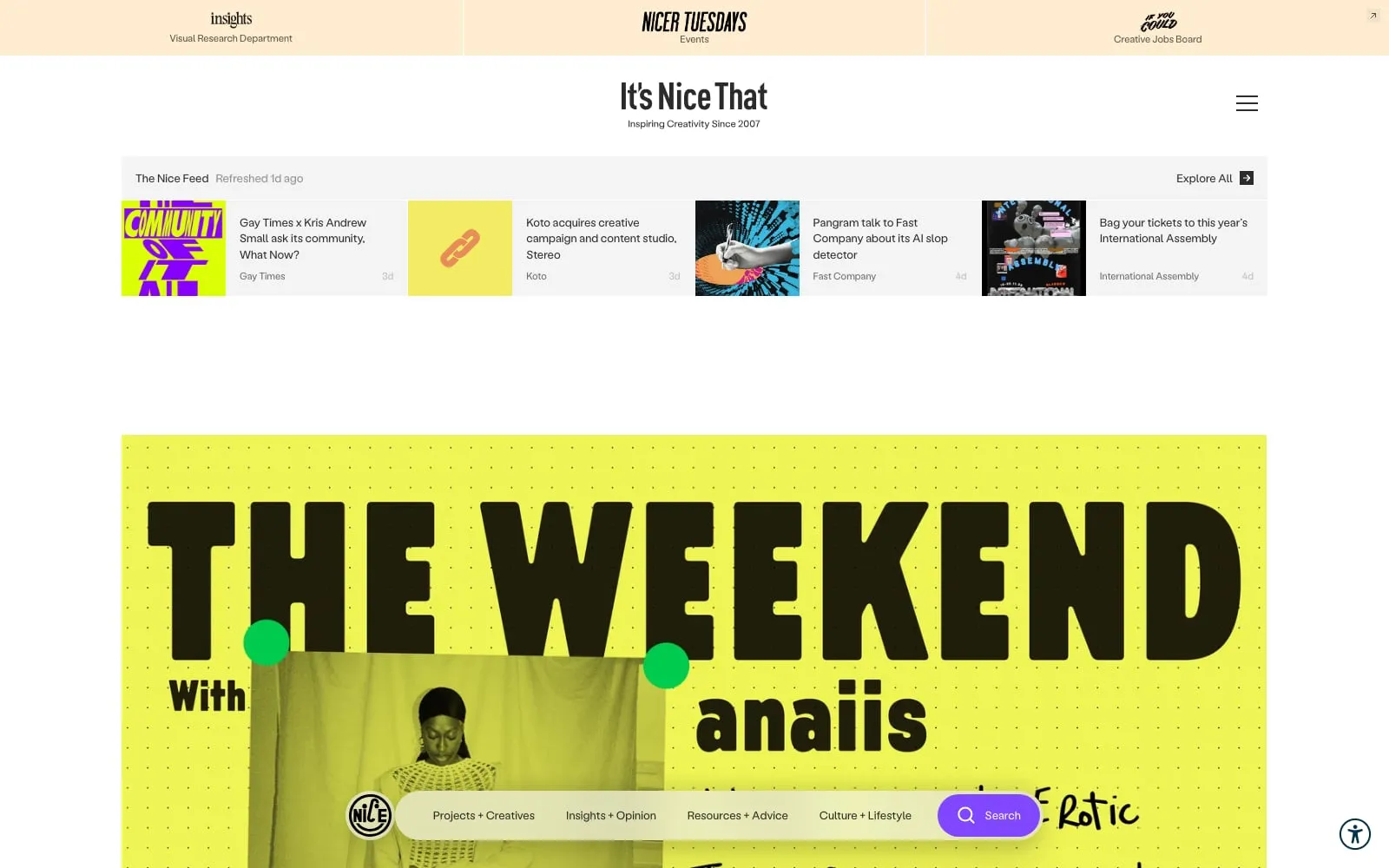 Screenshot of It’s Nice That