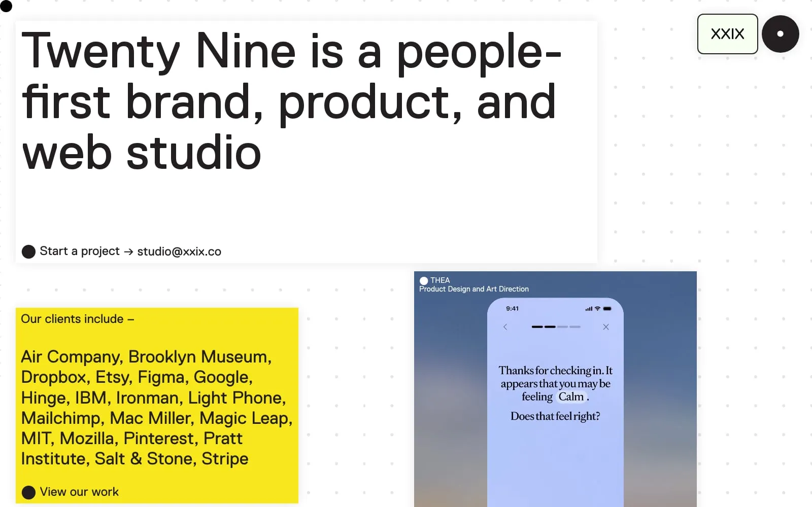 Screenshot of Twenty Nine