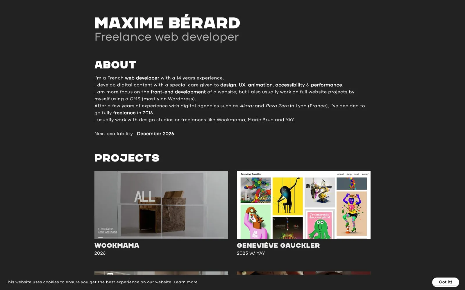 Screenshot of Maxime Bérard
