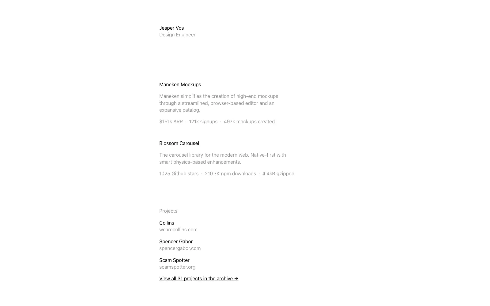 Screenshot of Jesper Vos
