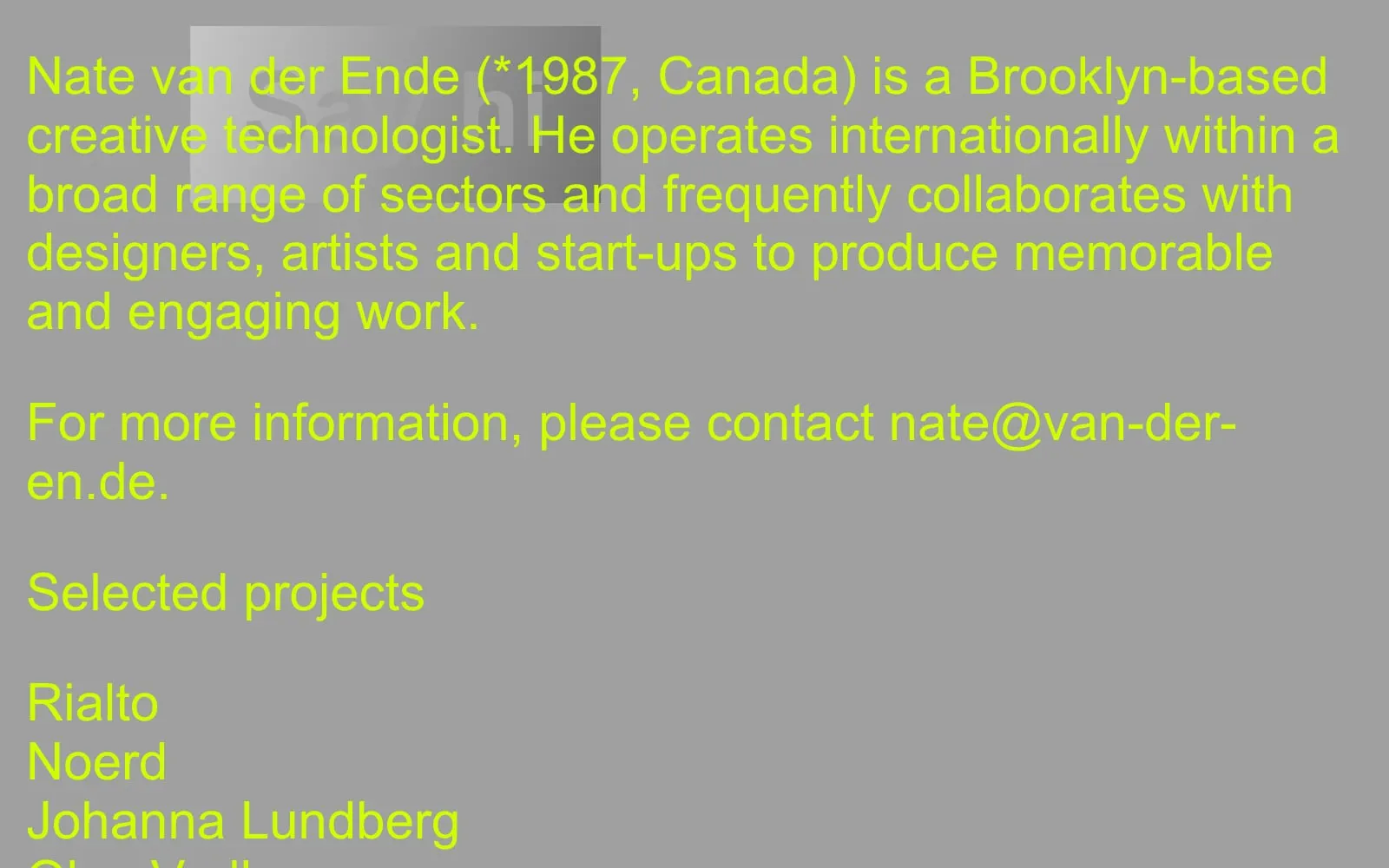 Screenshot of Nate van der Ende