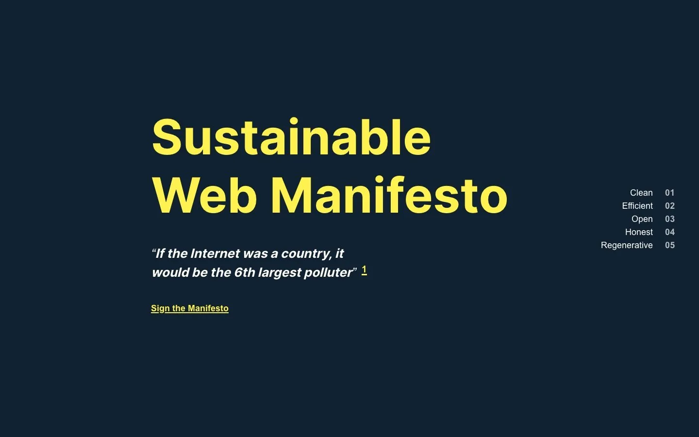 Screenshot of Sustainable Web Manifesto